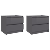 Bed Cabinets 2 pcs High Gloss Grey 50x39x43.5 cm Chipboard