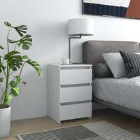Bed Cabinet White 40x35x62.5 cm Chipboard