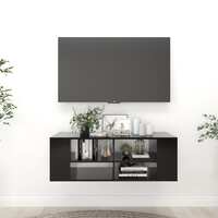 Wall-Mounted TV Cabinet Black 102x35x35 cm Chipboard