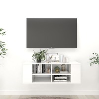 Wall-Mounted TV Cabinet High Gloss White 102x35x35 cm Chipboard