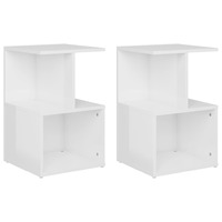 Bedside Cabinets 2 pcs High Gloss White 35x35x55 cm Chipboard