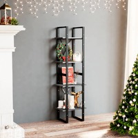 4-Tier Book Cabinet Grey 40x30x140 cm Solid Pine Wood