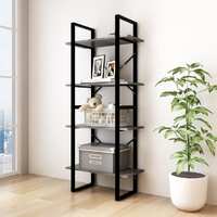4-Tier Book Cabinet Grey 60x30x140 cm Solid Pine Wood