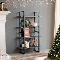 4-Tier Book Cabinet Grey 80x30x140 cm Solid Pine Wood