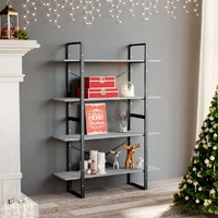 4-Tier Book Cabinet Concrete Grey 100x30x140 cm Chipboard