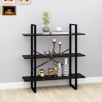 3-Tier Book Cabinet Black 100x30x105 cm Solid Pine Wood