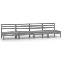 Garden Middle Sofas 4 pcs Grey Solid Pinewood