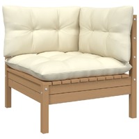 Garden Corner Sofa with Cushions Honey Brown Solid Pinewood