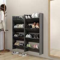 Wall Shoe Cabinets 4 pcs High Gloss Grey 60x18x60 cm Chipboard