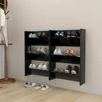 Wall Shoe Cabinets 2 pcs Black 60x18x90 cm Chipboard