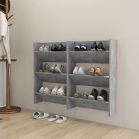 Wall Shoe Cabinets 2 pcs Concrete Grey 60x18x90 cm Chipboard