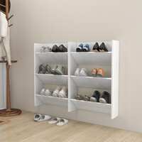 Wall Shoe Cabinets 2 pcs High Gloss White 60x18x90cm Chipboard