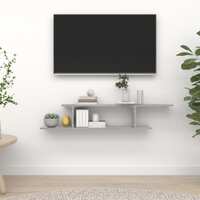 Wall-Mounted TV Shelf Concrete Grey 125x18x23 cm Chipboard