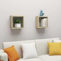 Wall Cube Shelves 2 pcs Sonoma Oak 30x15x30 cm