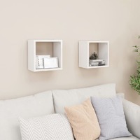 Wall Cube Shelves 2 pcs High Gloss White 26x15x26 cm