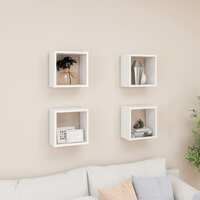 Wall Cube Shelves 4 pcs High Gloss White 26x15x26 cm