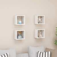 Wall Cube Shelves 4 pcs High Gloss White 22x15x22 cm