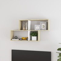 Wall Shelf White and Sonoma Oak 100x18x53 cm Chipboard