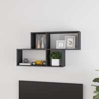 Wall Shelf High Gloss Grey 100x18x53 cm Chipboard