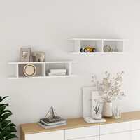 Wall Shelves 2 pcs High Gloss White 90x18x20 cm Chipboard