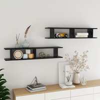 Wall Shelves 2 pcs High Gloss Black 105x18x20cm Chipboard