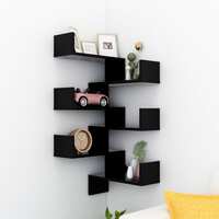Wall Corner Shelves 2 pcs Black 40x40x50 cm Chipboard