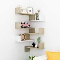 Wall Corner Shelves 2 pcs White&Sonoma Oak 40x40x50cm Chipboard