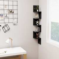 Wall Corner Shelf Black 20x20x127.5 cm Chipboard