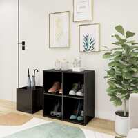 Hall Shoe Cabinet High Gloss Grey 105x35.5x70 cm Chipboard
