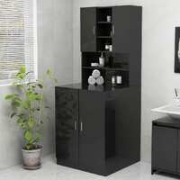 Washing Machine Cabinet High Gloss Black 70.5x25.5x90 cm