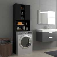 Washing Machine Cabinet High Gloss Black 64x25.5x190 cm