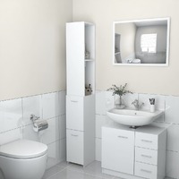 Bathroom Cabinet White 25x25x170 cm Chipboard