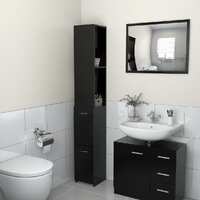 Bathroom Cabinet Black 25x25x170 cm Chipboard