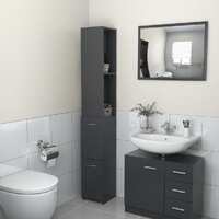Bathroom Cabinet Grey 25x25x170 cm Chipboard