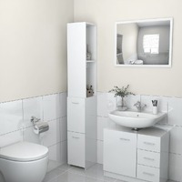 Bathroom Cabinet High Gloss White 25x25x170 cm Chipboard