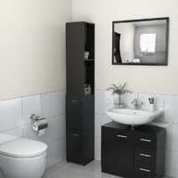 Bathroom Cabinet High Gloss Black 25x25x170 cm Chipboard