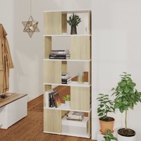Book Cabinet Room Divider White&Sonoma Oak 60x24x155 cm