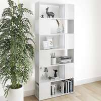 Book Cabinet Room Divider High Gloss White 80x24x186 cm Chipboard