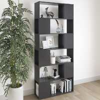 Book Cabinet Room Divider High Gloss Grey 80x24x186 cm Chipboard