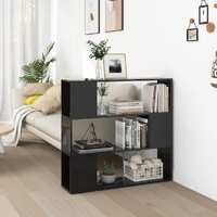Book Cabinet Room Divider High Gloss Black 100x24x94 cm