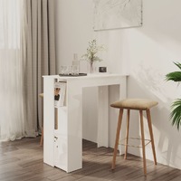 Bar Table with Shelf High Gloss White 102x50x103.5 cm Chipboard