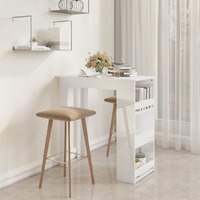 Bar Table with Storage Rack High Gloss White 102x50x103.5 cm