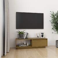 TV Cabinet Honey Brown 110x30x33.5 cm Solid Pinewood