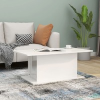 Coffee Table High Gloss White 102x55.5x40 cm Chipboard