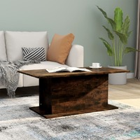 Coffee Table Smoked Oak 102x55.5x40 cm Chipboard