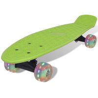 Green Retro Skateboard with LED Wheels