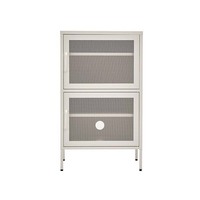 ArtissIn Mesh Door Single Midi Storage Cabinet Organizer Bedroom White
