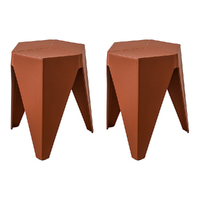 ArtissIn Set of 2 Puzzle Stool Plastic Stacking Stools Chair Outdoor Indoor Red