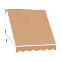 Instahut Retractable Fixed Pivot Arm Window Awning Outdoor Blinds 2.1X2.1M Beige
