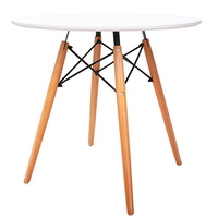 Artiss Round Dining Table 4 Seater 80cm White Replica Eames DSW Cafe Kitchen Retro Timber Wood MDF Tables